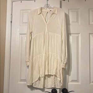 Free People Cream Long Sleeve Dress